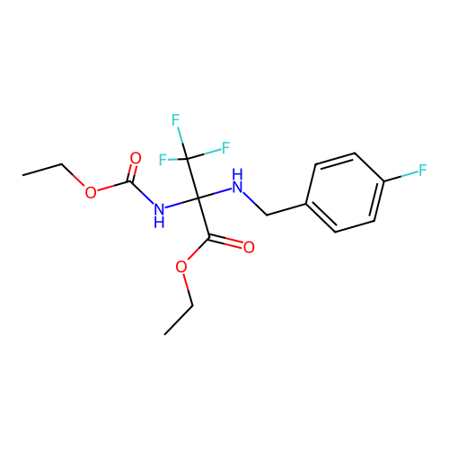 Ethyl 2-(ethoxycarbonylamino)-3,3,3-trifluoro-2-[(4-fluorophenyl)methylamino]propanoate structure