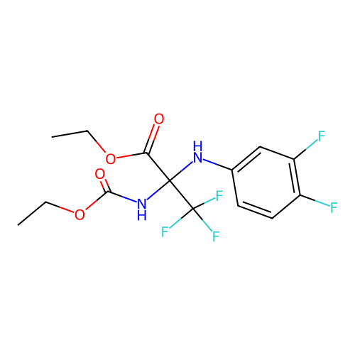Ethyl 2-(3,4-difluoroanilino)-2-(ethoxycarbonylamino)-3,3,3-trifluoropropionate structure