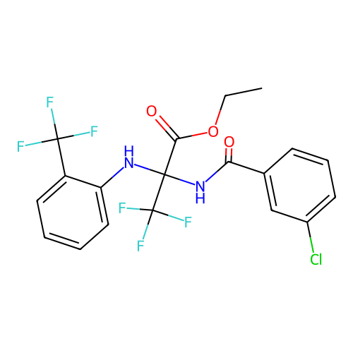 Ethyl 2-[(3-chlorobenzoyl)amino]-3,3,3-trifluoro-2-[2-(trifluoromethyl)anilino]propanoate structure