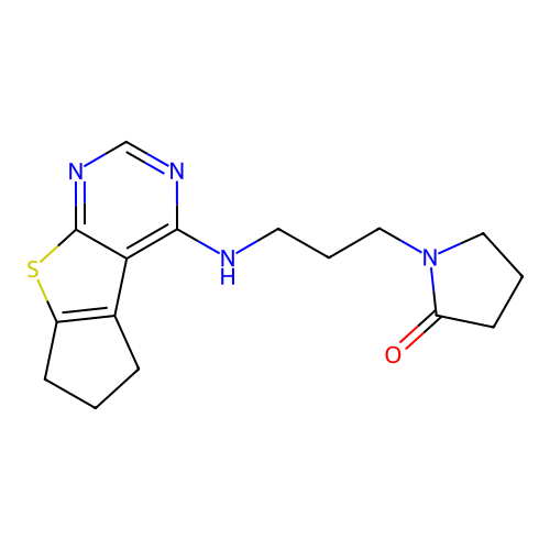 1-[3-({7-thia-9,11-diazatricyclo[6.4.0.0^{2,6}]dodeca-1(8),2(6),9,11-tetraen-12-yl}amino)propyl]pyrrolidin-2-one structure