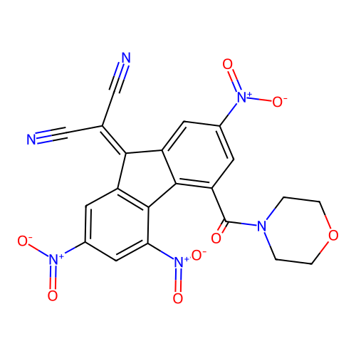 2-[4-(Morpholine-4-carbonyl)-2,5,7-trinitrofluoren-9-ylidene]propanedinitrile structure