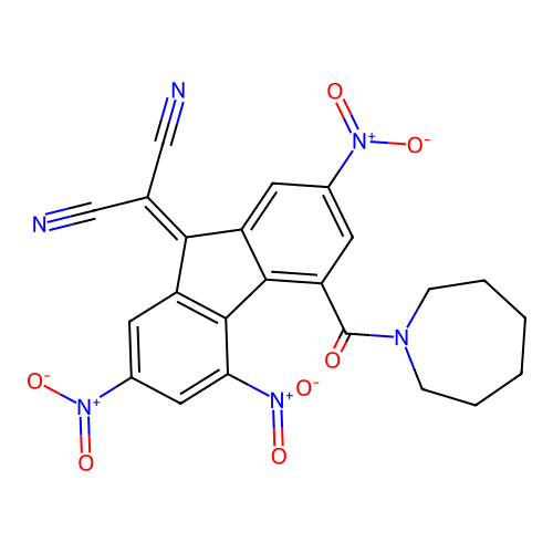 2-[4-(azepan-1-ylcarbonyl)-2,5,7-trinitro-9H-fluoren-9-yliden]malononitrile structure