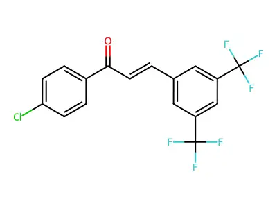 3-[3,5-Bis(trifluoromethyl)phenyl]-1-(4-chlorophenyl)prop-2-en-1-one structure