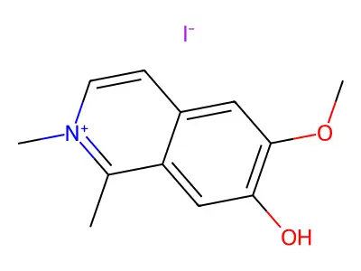 7-Hydroxy-6-methoxy-1,2-dimethylisoquinolin-2-ium iodide structure