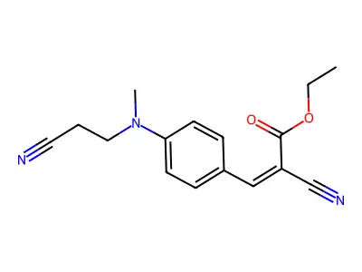 2-Propenoic acid,2-cyano-3-[4-[(2-cyanoethyl)methylamino]phenyl]-, ethyl ester structure