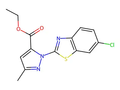 ethyl 1-(6-chloro-1,3-benzothiazol-2-yl)-3-methyl-1H-pyrazole-5-carboxylate structure