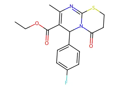 ethyl 6-(4-fluorophenyl)-8-methyl-4-oxo-3,4-dihydro-2H,6H-pyrimido[2,1-b][1,3]thiazine-7-carboxylate structure