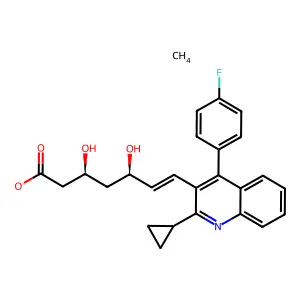 7-(2-Cyclopropyl-4-(4-fluorophenyl)quinolin-3-yl)-3,5-dihydroxyhept-6-enoic acid structure