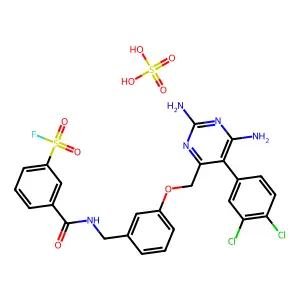 3-[[3-[[2,6-diamino-5-(3,4-dichlorophenyl)pyrimidin-4-yl]methoxy]phenyl]methylcarbamoyl]benzenesulfonyl fluoride structure