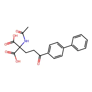 (Acetylamino)[3-(biphenyl-4-yl)-3-oxopropyl]propanedioic acid structure