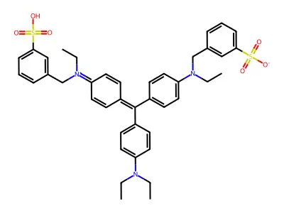 3-(((4-((4-(Diethylamino)phenyl)(4-(ethyl(3-sulfobenzyl)amino)phenyl)methylene)cyclohexa-2,5-dien-1-ylidene)(ethyl)ammonio)methyl)benzenesulfonate structure