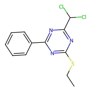 2-(Dichloromethyl)-4-(ethylthio)-6-phenyl-1,3,5-triazine structure