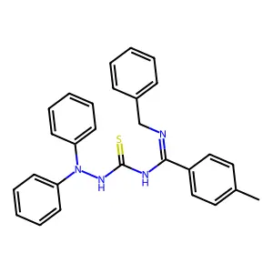 N-[(E)-(benzylimino)(4-methylphenyl)methyl]-2,2-diphenylhydrazinecarbothioamide structure