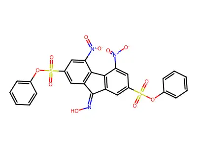 diphenyl 9-(hydroxyimino)-4,5-bisnitro-9H-fluorene-2,7-disulfonate structure