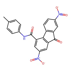 2,7-bisnitro-N-(4-methylphenyl)-9-oxo-9H-fluorene-4-carboxamide structure