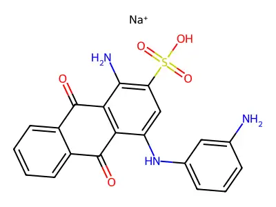 1-Amino-4-(3-aminoanilino)-9,10-dioxo-anthracene-2-sulfonic acid structure
