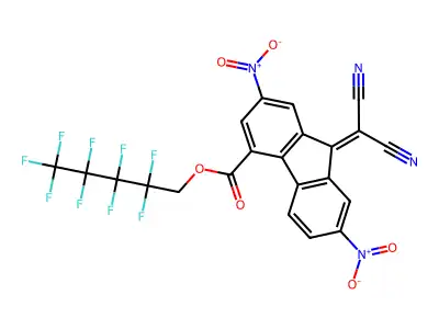 2,2,3,3,4,4,5,5,5-nonafluoropentyl 9-(dicyanomethylidene)-2,7-dinitro-9H-fluorene-4-carboxylate structure
