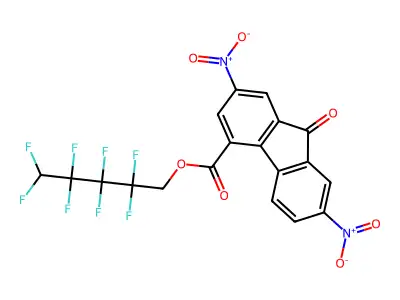 2,2,3,3,4,4,5,5-octafluoropentyl 2,7-dinitro-9-oxo-9H-fluorene-4-carboxylate structure