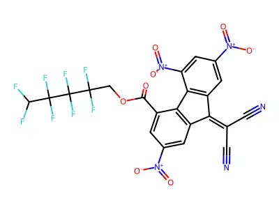 2,2,3,3,4,4,5,5-octafluoropentyl 9-(dicyanomethylidene)-2,5,7-trinitro-9H-fluorene-4-carboxylate structure
