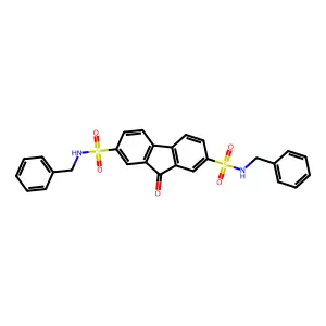 N~2~,N~7~-dibenzyl-9-oxo-9H-fluorene-2,7-disulfonamide structure