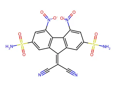 9-(dicyanomethylene)-4,5-dinitrofluorene-2,7-disulfonamide structure