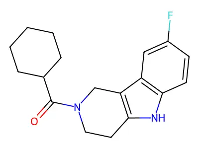 cyclohexyl(8-fluoro-2,3,4,5-tetrahydro-1H-pyrido[4,3-b]indol-2-yl)methanone structure