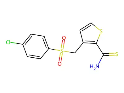 3-((4-Chlorophenylsulfonyl)methyl)thiophene-2-carbothioamide structure