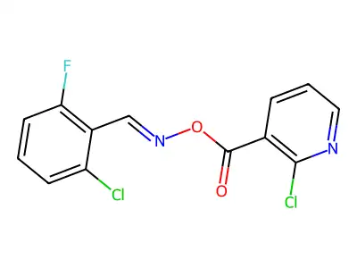 [(2-Chloro-6-fluorophenyl)methylideneamino] 2-chloropyridine-3-carboxylate structure