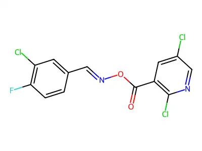 [(3-Chloro-4-fluorophenyl)methylideneamino] 2,5-dichloropyridine-3-carboxylate structure