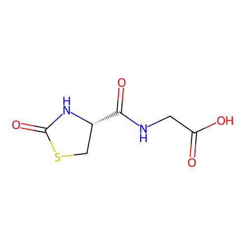 2-[[(4R)-2-oxothiazolidine-4-carbonyl]amino]acetic acid structure