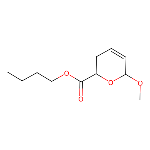2H-Pyran-2-carboxylic acid, 3,6-dihydro-6-methoxy-, butyl ester structure