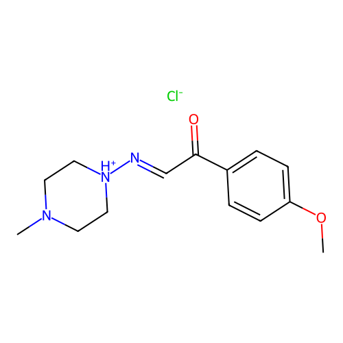 Acetophenone, 4'-methoxy-2-((4-methyl-1-piperazinyl)imino)-, hydrochloride structure