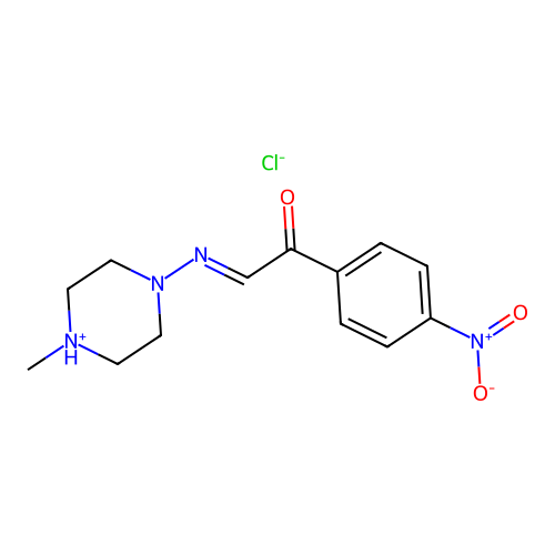 Acetophenone, 2-((4-methyl-1-piperazinyl)imino)-4'-nitro-, hydrochloride structure