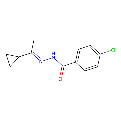 4-chloro-N'-[(1E)-1-cyclopropylethylidene]benzohydrazide structure