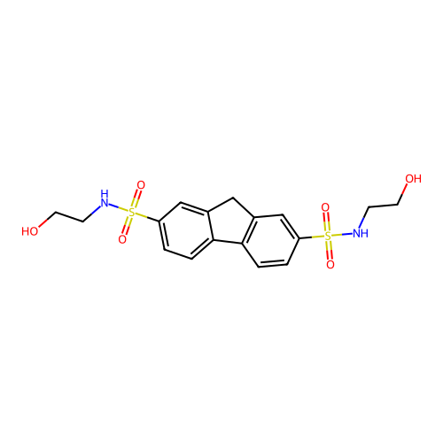 N,N'-bis(2-hydroxyethyl)-9H-fluorene-2,7-disulfonamide structure