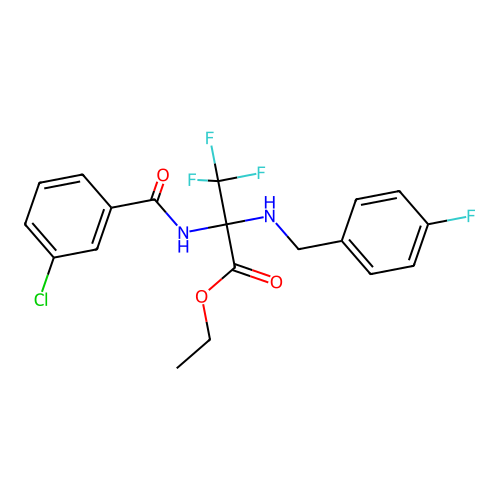 Ethyl 2-(3-chlorobenzamido)-3,3,3-trifluoro-2-[(4-fluorobenzyl)amino]propionate structure