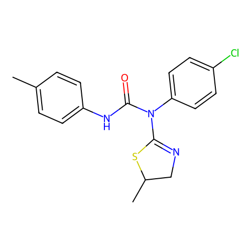 1-(4-chlorophenyl)-1-(5-methyl-4,5-dihydrothiazol-2-yl)-3-(p-tolyl)urea structure