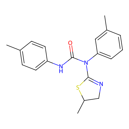 1-(5-methyl-4,5-dihydro-1,3-thiazol-2-yl)-1-(3-methylphenyl)-3-(4-methylphenyl)urea structure
