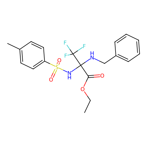 ethyl 2-(benzylamino)-3,3,3-trifluoro-N-[(4-methylphenyl)sulfonyl]alaninate structure