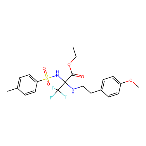 (S)-ethyl 3,3,3-trifluoro-2-((4-methoxyphenethyl)amino)-2-(4-methylphenylsulfonamido)propanoate structure