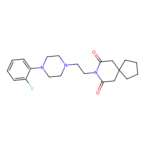 8-{2-[4-(2-Fluoro-phenyl)-piperazin-1-yl]-ethyl}-8-aza-spiro[4.5]decane-7,9-dione structure