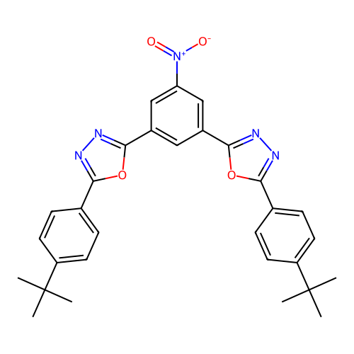 1,3,4-Oxadiazole, 2,2'-(5-nitro-1,3-phenylene)bis[5-[4-(1,1- structure