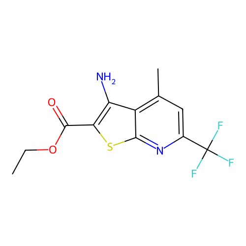 Ethyl 3-amino-4-methyl-6-(trifluoromethyl)thieno[2,3-b]pyridine-2-carboxylate structure