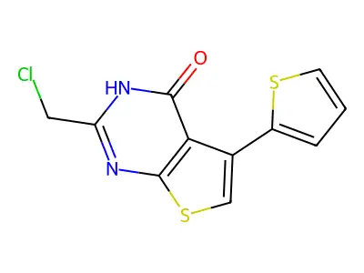 2-(chloromethyl)-5-(thiophen-2-yl)-3H,4H-thieno(2,3-d)pyrimidin-4-one structure