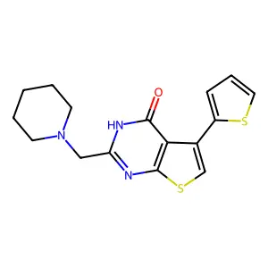 2-(piperidin-1-ylmethyl)-5-(thiophen-2-yl)-3H,4H-thieno[2,3-d]pyrimidin-4-one structure