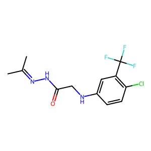 2-[4-chloro-3-(trifluoromethyl)anilino]-N-(propan-2-ylideneamino)acetamide structure