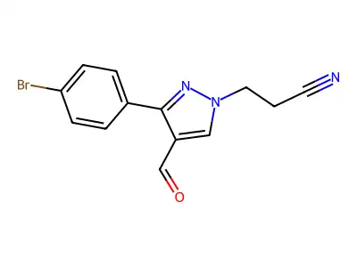 3-[3-(4-bromophenyl)-4-formyl-1H-pyrazol-1-yl]propanenitrile structure
