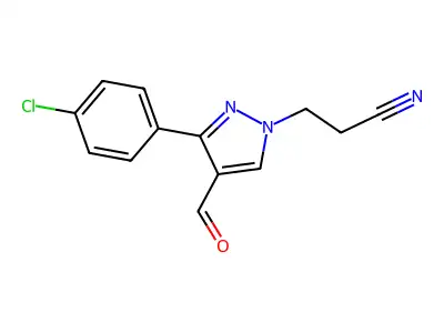 3-[3-(4-chlorophenyl)-4-formyl-1H-pyrazol-1-yl]propanenitrile structure