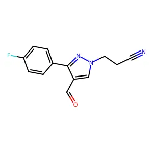 3-[3-(4-fluorophenyl)-4-formyl-1H-pyrazol-1-yl]propanenitrile structure