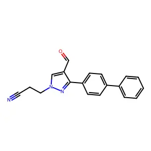 3-[4-Formyl-3-(4-phenylphenyl)pyrazol-1-yl]propanenitrile structure